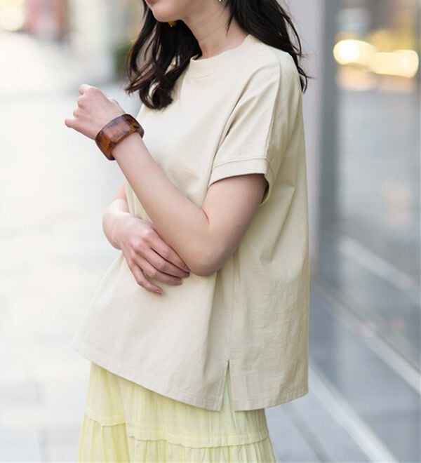 RANAN（ラナン）の「【選べる袖丈】＜BC＞綿100％プチハイネックＴシャツ（カットソー）」｜詳細画像