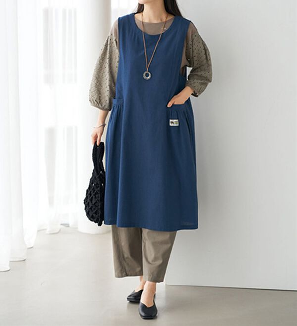 BELLUNA（ベルーナ）の「＜ｍｏｚ＞コットンリネンジャンパースカート（ジャンパースカート）」｜詳細画像