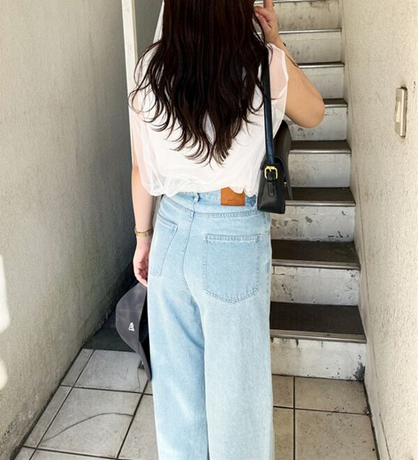 GeeRA（ジーラ）の「オリジナルパッチハイウエストデニム（ワイドパンツ・ガウチョ）」｜詳細画像