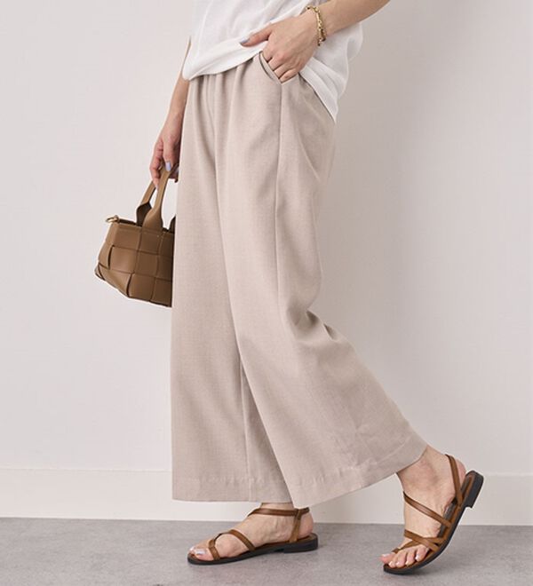 BELLUNA（ベルーナ）の「畳んでもシワにならない！麻調ワイドパンツ（ワイドパンツ・ガウチョ）」｜詳細画像
