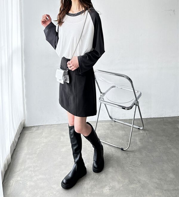 GeeRA（ジーラ）の「ラグラン切替配色スラブシアーカットソー（カットソー）」｜詳細画像