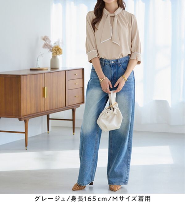 alotta（アロッタ）の「袖口パール6分袖ブラウス（ブラウス）」｜詳細画像