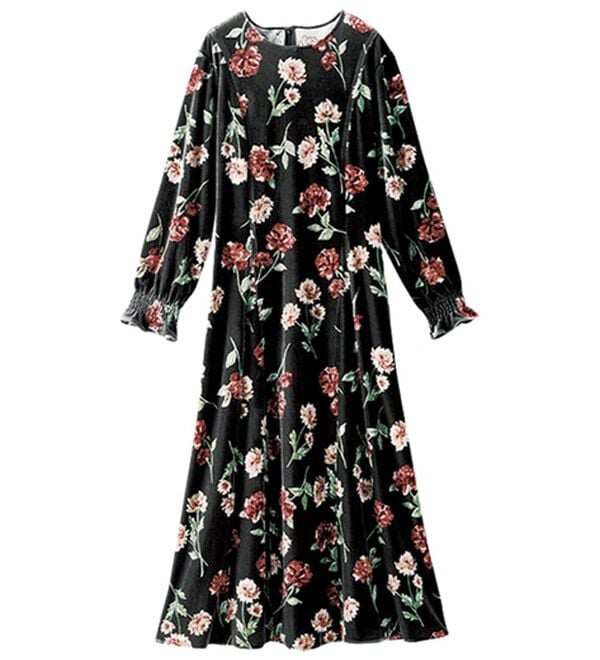 花柄プリントベロアワンピース - ベルーナ【公式】