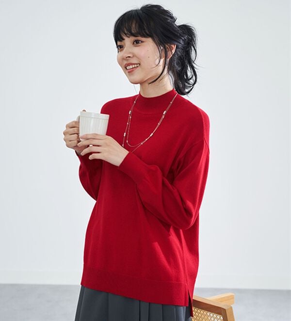 BELLUNA（ベルーナ）の「ロンＴが苦手な方に！なめらかシルクタッチニットＴ（ニット・セーター）」｜詳細画像