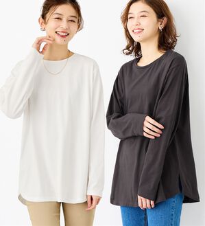 Viola e Viola（ヴィオラ エ ヴィオラ）の「【吸湿発熱】あったか綿１００％チュニックTシャツ（チュニック）」｜詳細画像