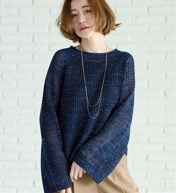 BELLUNA（ベルーナ）の「スパンコール付透かし編みニットプルオーバー（ニット・セーター）」｜詳細画像