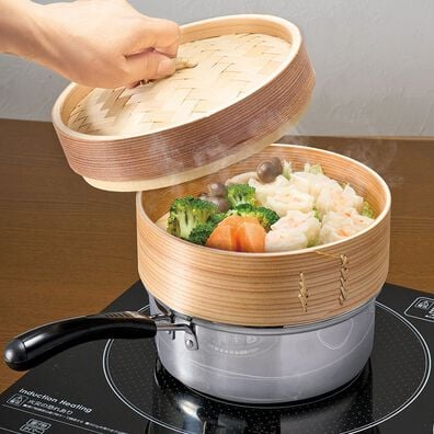 「せいろ・ガラスフタ付！ステンレス片手鍋１８ｃｍ（調理器具）」