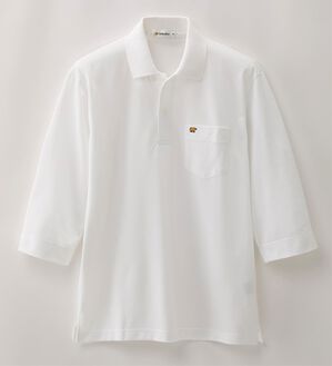 「＜ゴールデンベア＞上質国産ポロシャツ　選べる袖丈（半袖・７分袖）（メンズシャツ）」｜ホワイト(7分袖)