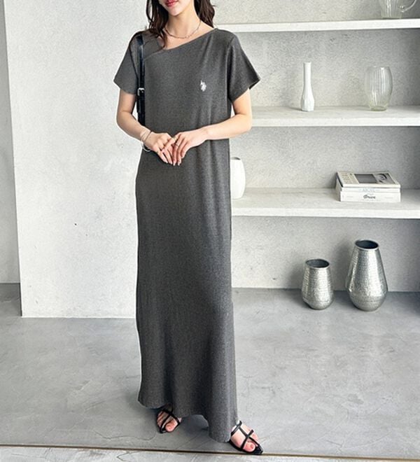 GeeRA（ジーラ）の「【ＵＳ．ＰＯＬＯ．ＡＳＳＮ】アシメネックリブカットソーワンピース（その他ワンピース）」｜詳細画像