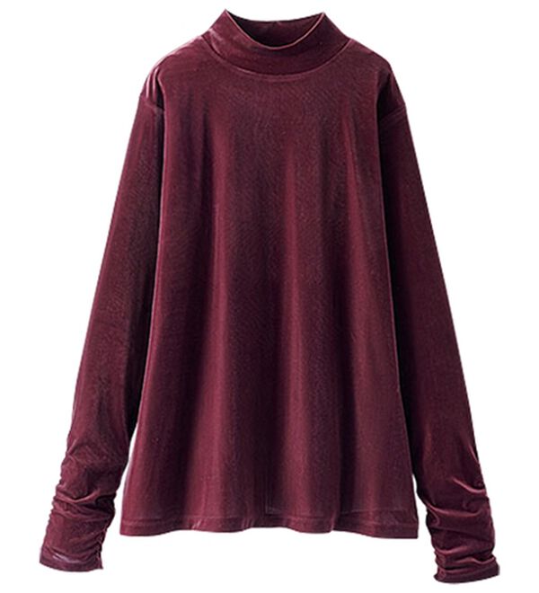 BELLUNA（ベルーナ）の「艶やかシアーベロア袖シャーリングプルオーバー（カットソー）」｜詳細画像