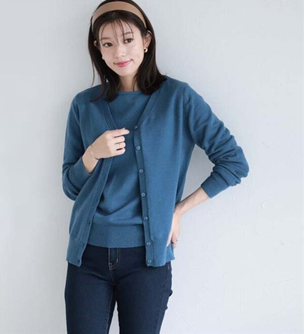 Pierrot（ピエロ）の「【Ｍ～３Ｌ】ふんわり質感プレミアムカシミヤタッチカーディガン（ニットカーディガン）」｜詳細画像