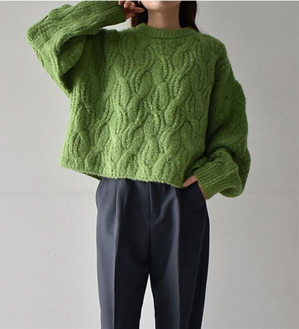 RANAN（ラナン）の「ビッグケーブル短丈ニット（ニット・セーター）」｜詳細画像