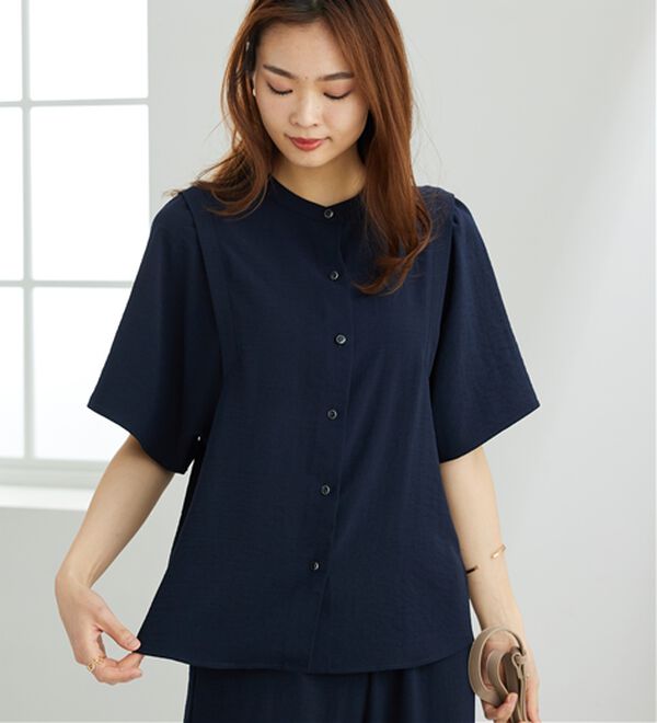 BELLUNA（ベルーナ）の「【快適Ｌａｂ．】お手入れ楽々ビンテージ調素材ブラウス（ブラウス）」｜詳細画像