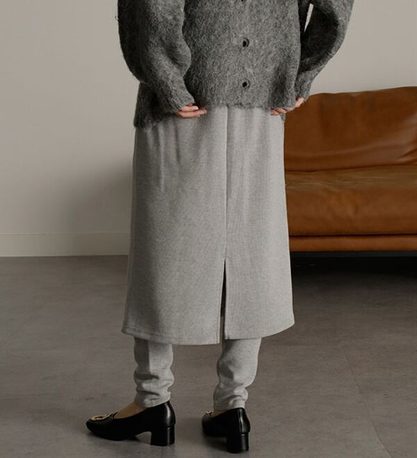 RANAN（ラナン）の「レイヤードニットソースカートパンツ（フルレングスパンツ）」｜詳細画像