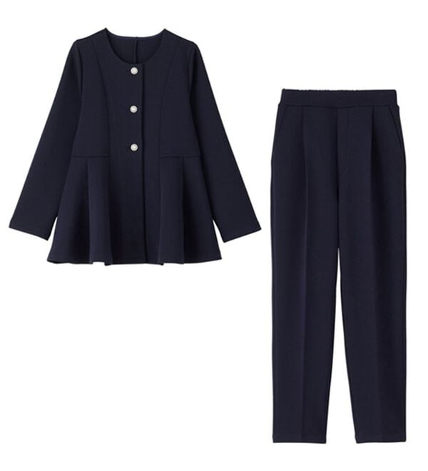 GeeRA（ジーラ）の「【２点セット】ペプラムジャケットテーパードパンツセットアップスーツ（パンツスーツ）」｜詳細画像