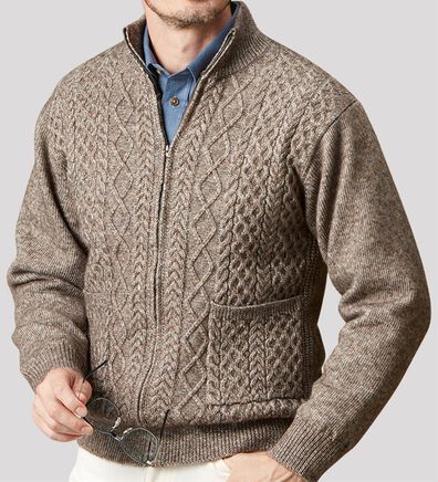 「編地の表情にこだわる裏ボアフルジップニット（メンズニット・セーター）」