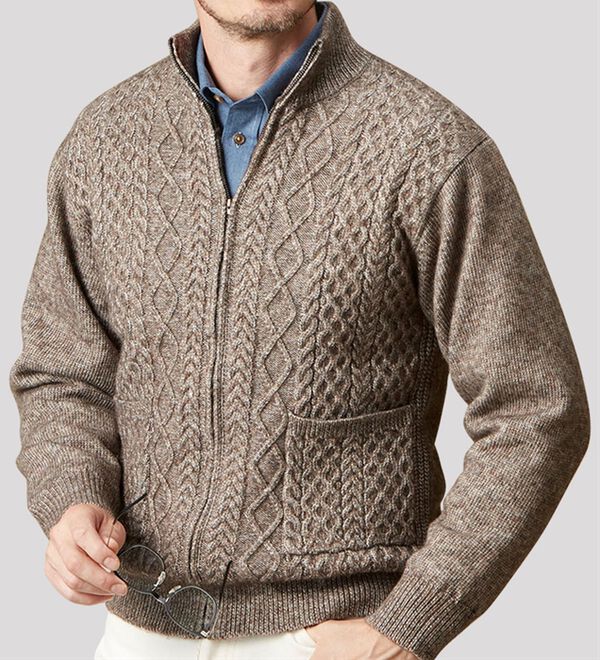 「編地の表情にこだわる裏ボアフルジップニット（メンズニット・セーター）」｜詳細画像