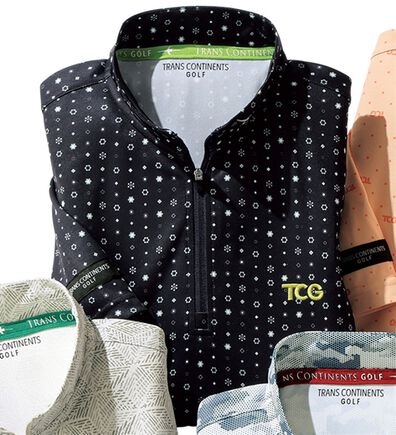 「＜トランスコンチネンツゴルフ＞ドライプリントハーフジップ（メンズＴシャツ）」