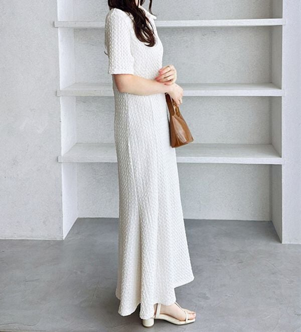 GeeRA（ジーラ）の「全骨格細見え！表面感素材マーメイドワンピース（その他ワンピース）」｜詳細画像