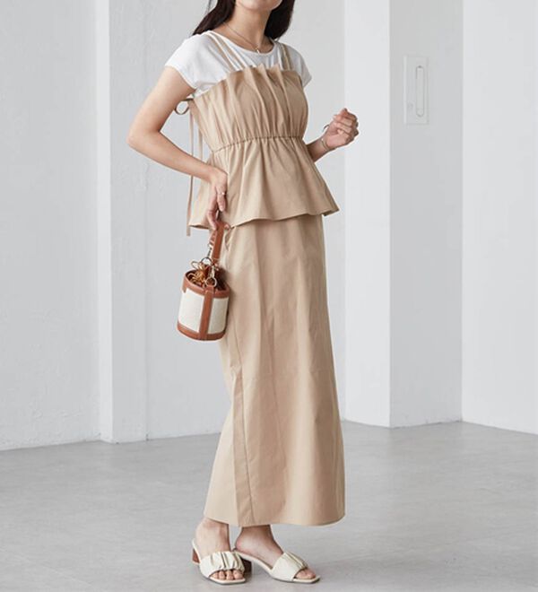 RANAN（ラナン）の「ダブルストラップドッキングワンピース（その他ワンピース）」｜オフ／ベージュ