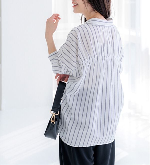 BELLUNA（ベルーナ）の「【接触冷感】透け感バックシャーリングシャツ（シャツ）」｜詳細画像