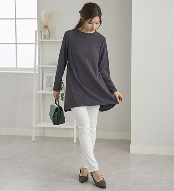 BELLUNA（ベルーナ）の「ふくれ素材フレアーデザインストレッチチュニック（チュニック）」｜詳細画像