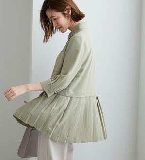 BELLUNA（ベルーナ）の「【UVカット】機能付！裾プリーツ切替チュニック（チュニック）」｜オリーブ