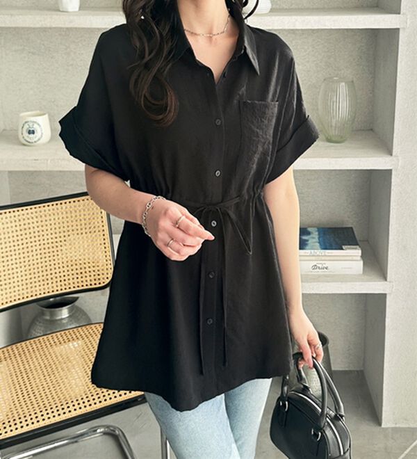 GeeRA（ジーラ）の「２ｗａｙウエストリボンシャツチュニック（チュニック）」｜詳細画像