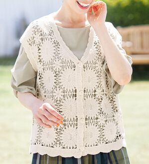 希少✨️OLLE BOREBLA うさぎ かぎ編み クロシェベスト 華やか 個性 レディース 希少✨️OLLE BOREBLA うさぎ かぎ編み クロシェベスト