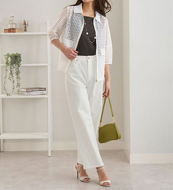 BELLUNA（ベルーナ）の「ヒンヤリ冷感！ライトオンスジーンズ（ワイド）（ワイドパンツ・ガウチョ）」｜詳細画像