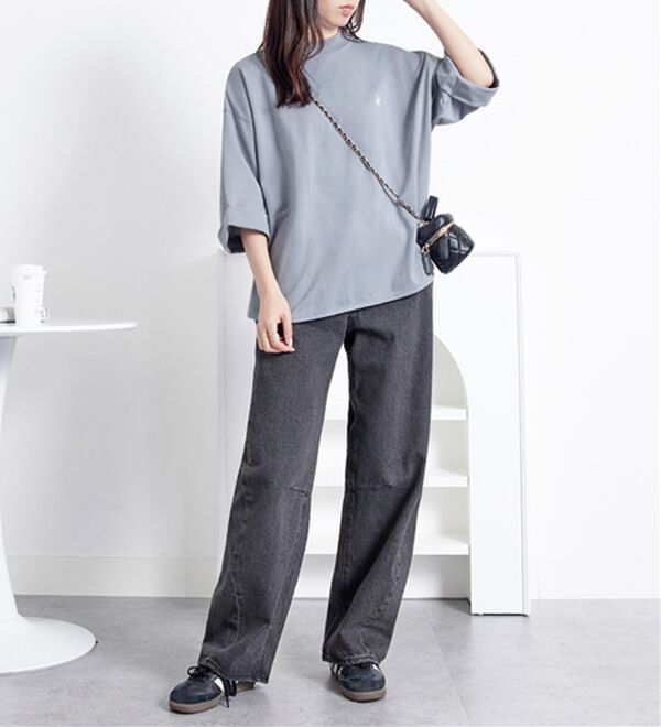 Viola e Viola（ヴィオラ エ ヴィオラ）の「【ビバリーヒルズポロクラブ】ミニ裏毛ロールアップワイドTシャツ（Tシャツ）」｜詳細画像