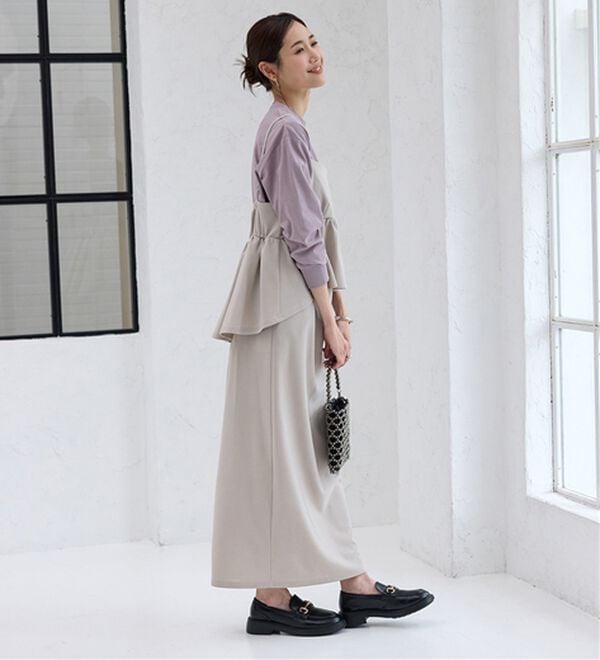 BELLUNA（ベルーナ）の「【汗ジミ対策◎】＜エアリーアイスコットン＞オーバーサイズＴシャツ【選べる袖丈】（カットソー）」｜詳細画像