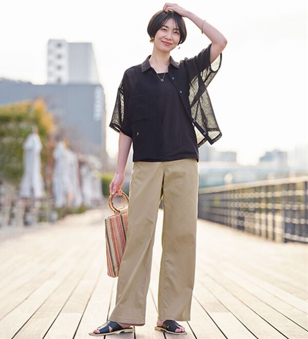 BELLUNA（ベルーナ）の「新感覚！メッシュデニムワイドパンツ（フルレングスパンツ）」｜詳細画像