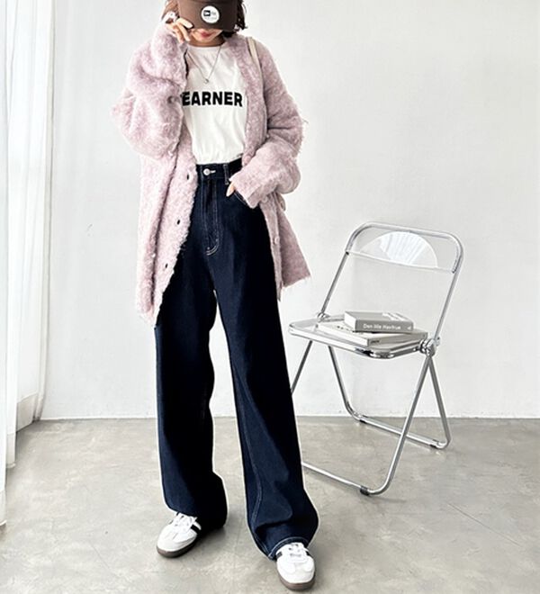 GeeRA（ジーラ）の「ハイウエストストレートデニム（ワイドパンツ・ガウチョ）」｜詳細画像
