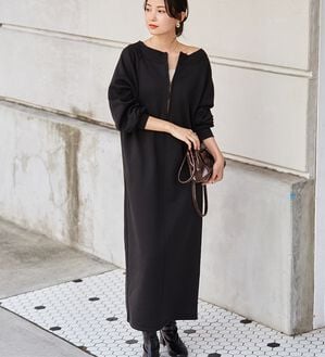 RANAN（ラナン）の「裏起毛ハーフジップワンピース（ロングワンピース）」｜詳細画像