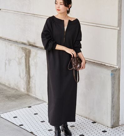 RANAN（ラナン）の「裏起毛ハーフジップワンピース（ロングワンピース）」