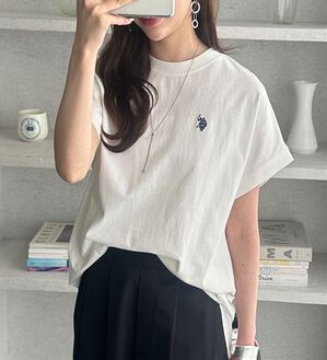 GeeRA（ジーラ）の「【新色追加】【ＵＳ．ＰＯＬＯ．ＡＳＳＮ】綿100％フレンチスリーブＴシャツ（Tシャツ）」｜オフホワイト