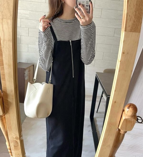 GeeRA（ジーラ）の「ハーフジップキャミワンピース（カットソーワンピース）」｜詳細画像