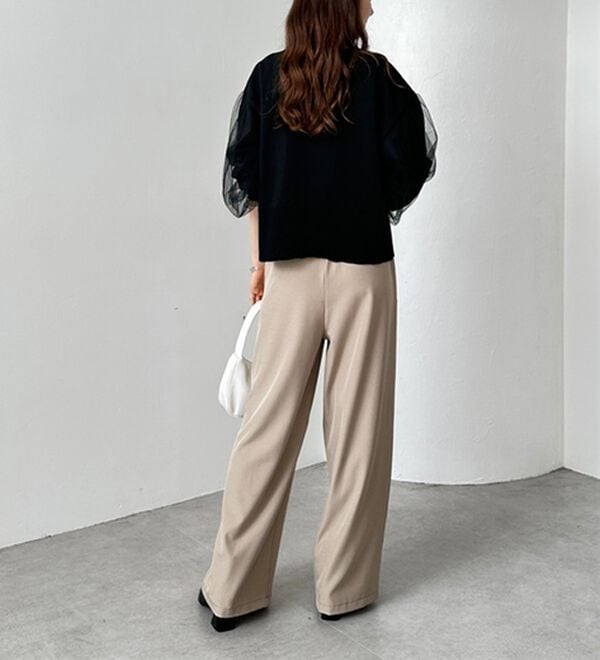 GeeRA（ジーラ）の「着心地抜群！ハイウエストダブルタックワイドパンツ（フルレングスパンツ）」｜詳細画像