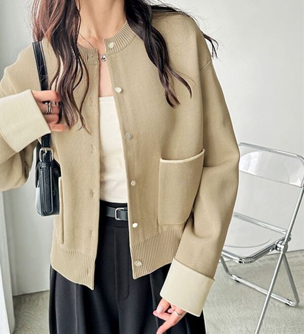 GeeRA（ジーラ）の「配色カラーニットカーディガン（ニットカーディガン）」｜詳細画像