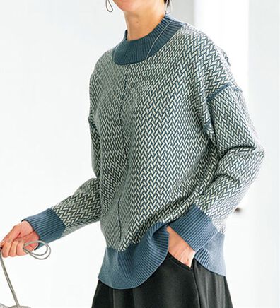BELLUNA（ベルーナ）の「幾何柄ジャカードニットプルオーバー（ニット・セーター）」
