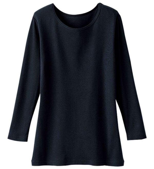 LAVIENNE（ラヴィエンヌ）の「＜カラフルコットン＞綿１００％クルーネックプルオーバー（８分袖）（肌着・インナーウェア）」｜詳細画像