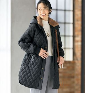ルフラン（ルフラン）の「首まわりあったか！中わたキルティングコート（ロングコート）」｜詳細画像