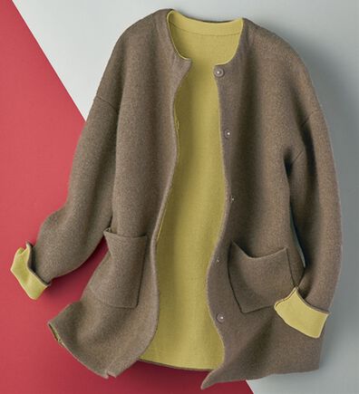 BELLUNA（ベルーナ）の「フォックス入り配色ニットコーディガン（その他ジャケット）」