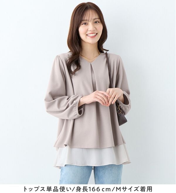 alotta（アロッタ）の「【入学式・卒業式】洗えるシフォンレイヤードセットアップ（ブラウススーツ）」｜詳細画像