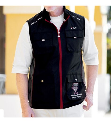 春夏◇ヘンリーバル☆メッシュ素材ベスト・白ボタニカル柄☆LL メンズ