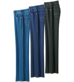 ルフラン（ルフラン）の「【３本組】トリコなはき心地！ニットデニム（ワイドパンツ・ガウチョ）」｜3本組