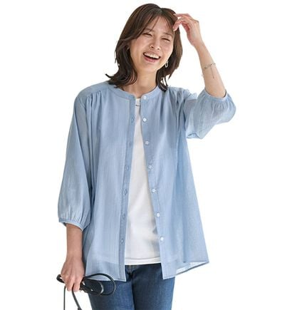 BELLUNA（ベルーナ）の「【タンクトップ付】綿シアーシャツブラウスセット（シャツ）」