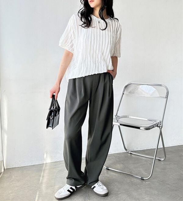 GeeRA（ジーラ）の「オンオフ着られる！カーブパンツ（フルレングスパンツ）」｜詳細画像