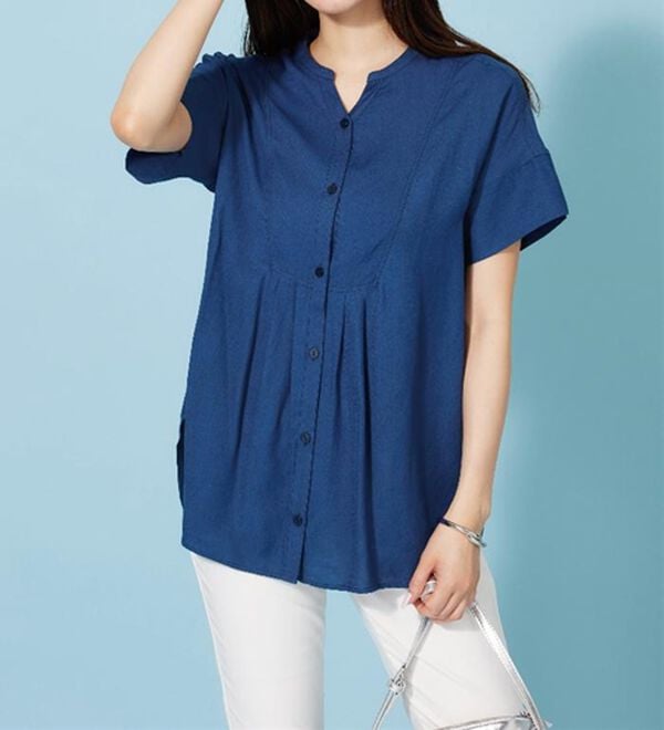 BELLUNA（ベルーナ）の「麻調素材タック使いシャツチュニック（ブラウス）」｜詳細画像